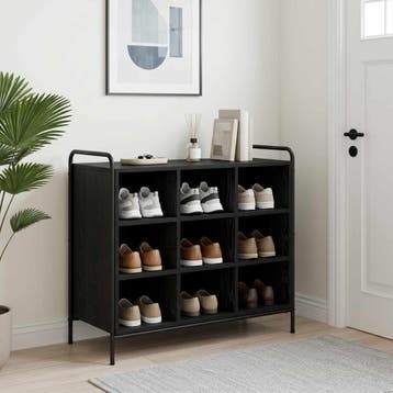 vidaXL Schoenenkast 85 x 39,5 x 75 cm Bewerkt hout Zwart, Verzenden, Nieuw