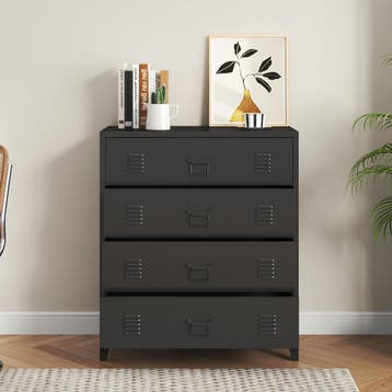 Ladekast Hämeenlinna commode met lades 92x80x40 cm zwart [en, Verzenden, Nieuw