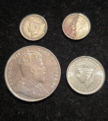 Straits Settlements. Edward VII-George VI. 1907-19434 coins, Postzegels en Munten, Munten | Europa | Niet-Euromunten
