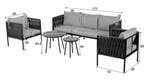 5-delige Tuinmeubelset: Bank, Fauteuils, Tafels + Kussens, Verzenden, Nieuw