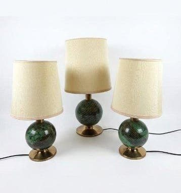 Lamp - Metaal - Set van drie vintage tafellampen.