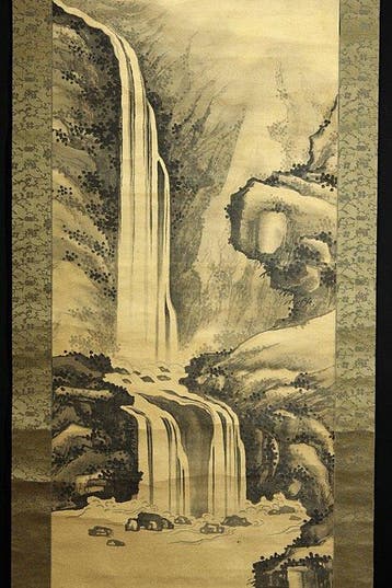 Waterfall - With signature and seal by artist - Japan
