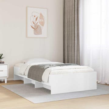 vidaXL Bedframe met plank met opslag Wit 80 x 200 cm Bewerkt, Verzenden, Nieuw, Wit, Hout