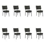 Set van 8 Leren eetkamerstoelen Rondo - Granada Graphite, Ophalen of Verzenden, Nieuw, Leer
