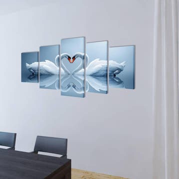 vidaXL Canvas muurdruk set Zwaan 200 x 100 cm, Verzenden, Nieuw