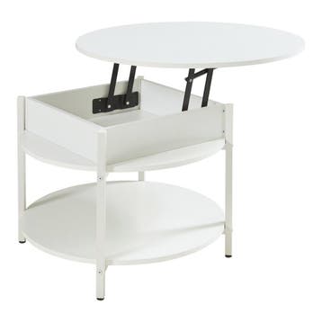 Salontafel Kandas rond wit en houtkleurig Ø70 cm [en.casa], Huis en Inrichting, Tafels | Salontafels, Verzenden, Nieuw