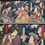 Triptyque nishiki-e gesigneerd door Ysh Chikanobu —