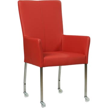 Leren eetkamerstoel Deal met armleuning - Toledo Ducati, Huis en Inrichting, Stoelen, Nieuw, Leer, Ophalen of Verzenden, Rood