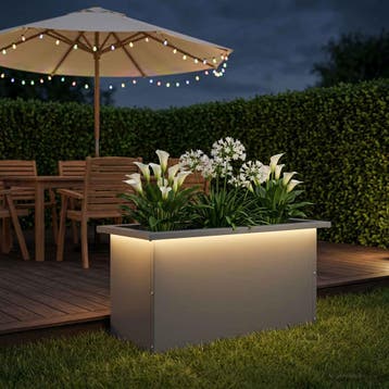 vidaXL Plantenbak met led Antraciet 30 x 60 x 30 cm Staal, Verzenden, Nieuw, Metaal, 60 tot 100 cm