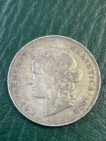 Zwitserland. 5 Francs 1892 (Zonder minimumprijs), Postzegels en Munten