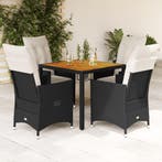 vidaXL 5-delige Tuinset met kussens poly rattan zwart, 4 zitplaatsen, Nieuw, Tuinset, Verzenden