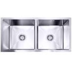Lendo Online Dubbele Spoelbak 87x44x20 cm RVS Zilver, Huis en Inrichting, Keuken | Keukenelementen, Verzenden, Nieuw