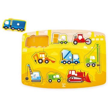 Hape knoppuzzel bouwvoertuigen hout van €9,99 voor €5,00, Ophalen of Verzenden, Nieuw