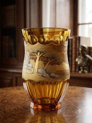 Friedlová - Vaas - Kristal - Vaas Boheems Art Déco, Antiek en Kunst, Antiek | Glas en Kristal