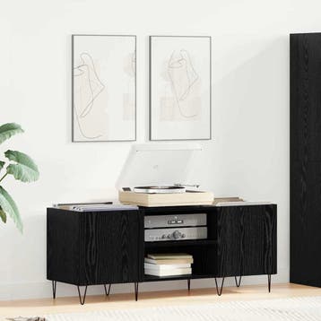 vidaXL Platenkast met plank met opslag Zwart Eiken 121 x 38, Verzenden, Nieuw