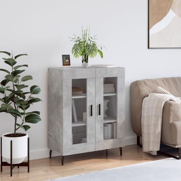 vidaXL Dressoir 69,5x34x90 cm bewerkt hout betongrijs, Huis en Inrichting, Kasten | Dressoirs, Verzenden, Nieuw, 50 tot 100 cm