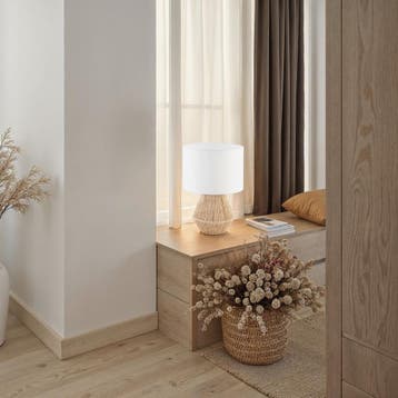 Tafellamp Lignea Lux van jute in boho-stijl, 60W - natuur, Verzenden, Nieuw