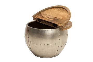 Ronde salontafel DRUMP STORAGE 70cm natuurlijk zilver, Ophalen of Verzenden, Nieuw