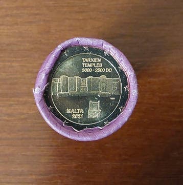Malta. 2 Euro 2021 Tarxien Temples (25 coins) in roll