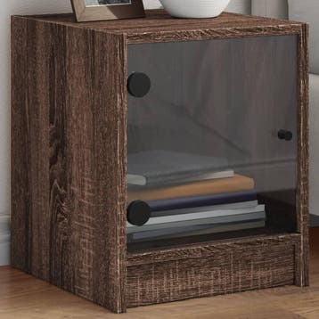 vidaXL Nachtkastjes met glazen deuren 2 st 35x37x42 cm, Minder dan 45 cm, Verzenden, Nieuw, Minder dan 55 cm