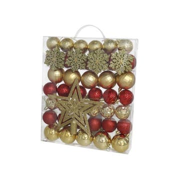 Kerstballen Set - 57 Stuks Gouden Kerstballen - Onbreekba..., Diversen, Kerst, Verzenden, Nieuw