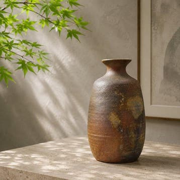 Vaas - Bizen keramiek, ongeglazuurd houtgestookt steengoed.,