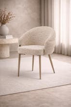 Japandi Eetkamerstoel – Crème Bouclé – Luxe – €109, Huis en Inrichting, Verzenden, Nieuw, Stof