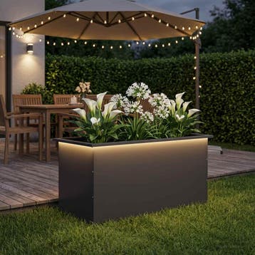 vidaXL Plantenbak met led Zwart 50 x 100 x 48 cm Staal, 100 cm of meer, Verzenden, Nieuw, Metaal