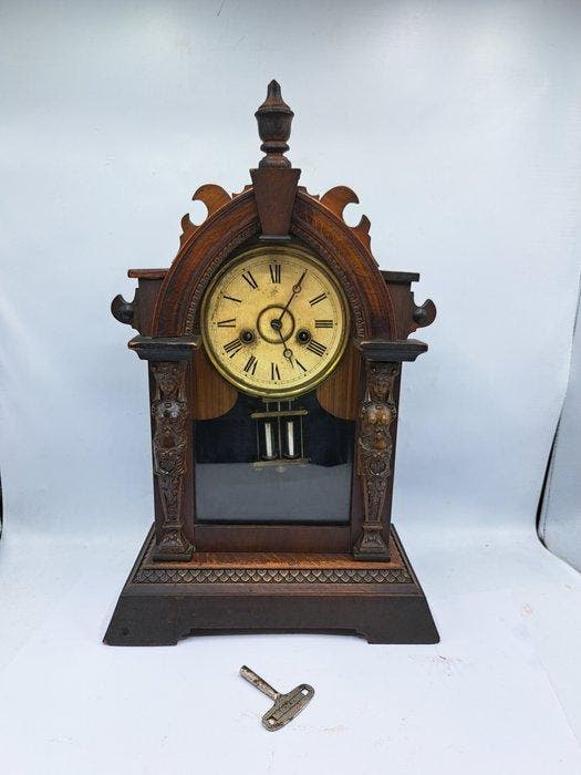 Pendule - Junghans - Antiek Hout, Messing, Glas - 1850-1900, Antiek en Kunst, Antiek | Klokken