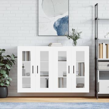 vidaXL Hangkasten 2 st bewerkt hout wit, Verzenden, Nieuw, Overige houtsoorten