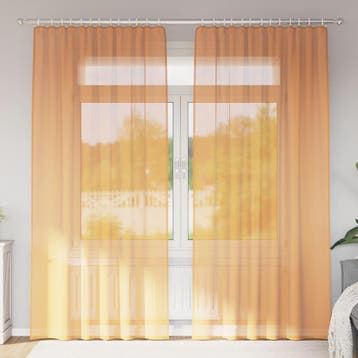 vidaXL Gordijnen voile met roedezakken 2 st oranje, Verzenden, Nieuw, Oranje