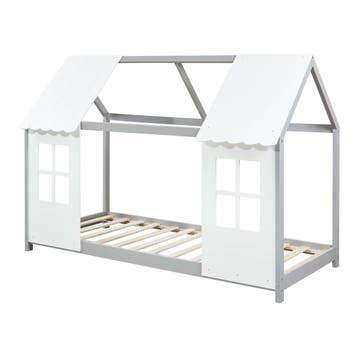 Kinderbed Tostedt huisbed grenen grijs en wit 90x200 cm [en., Verzenden, Nieuw