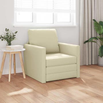 vidaXL Slaapbank Crème 74 x 77 x 81 cm Kunstleer, Verzenden, Nieuw, Leer, Minder dan 150 cm