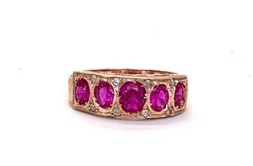 Zonder minimumprijs - Ring - 9 kt. Roségoud, Zilver Spinel -, Sieraden, Tassen en Uiterlijk, Ringen, Nieuw