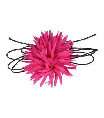 Haarband Bloem - Veter - Striklint - Fuchsia roze, Nieuw