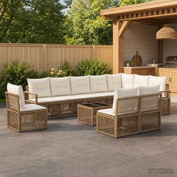 vidaXL Tuinbankenset 11 st Beige poly rattan, Tuin en Terras, Verzenden, Nieuw, Meer dan 8 zitplaatsen