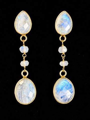 Maansteen - Oorbellen Aurora Lunar - Zilver 925- 3.5 g