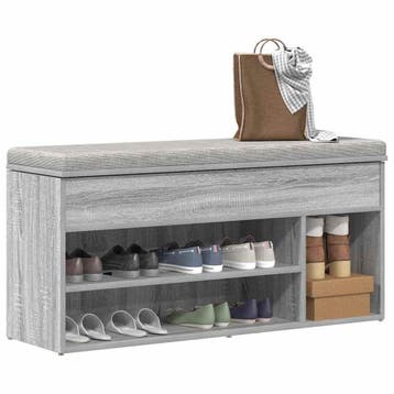 vidaXL Schoenenbank 102x30,5x45cm bewerkt hout grijs sonoma, Verzenden, Nieuw