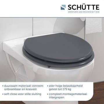 SCHÜTTE WC-Bril 80104 SPIRIT ANTHRAZIT - MDF-Hout - Soft, Verzenden, Nieuw