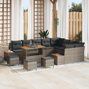 vidaXL Tuinbankenset 13 st 12-Aantal zitplaatsen Grijs, Verzenden, Nieuw, 3 zitplaatsen
