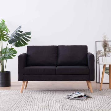 vidaXL Tweezitsbank stof zwart, Huis en Inrichting, Verzenden, Minder dan 150 cm, Stof, Nieuw