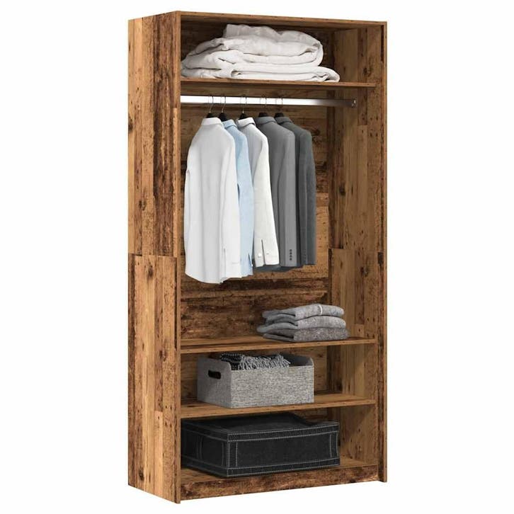 vidaXL Kledingkast 100x50x200 cm bewerkt hout oud hout, Huis en Inrichting, Kasten | Kledingkasten, Nieuw, Verzenden