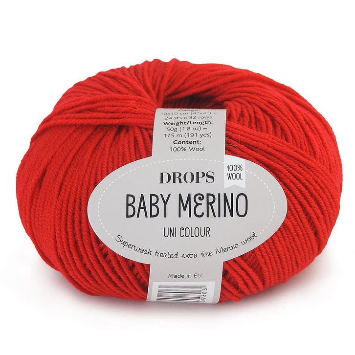 DROPS Baby Merino Uni Colour - 16 rood - Wol Garen, Hobby en Vrije tijd, Breien en Haken, Ophalen of Verzenden