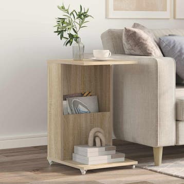 vidaXL Bijzettafel met wiel Sonoma Eiken 40 x 35 x 60 cm, Huis en Inrichting, Minder dan 50 cm, 50 tot 100 cm, Verzenden, Nieuw