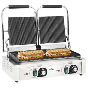 vidaXL Panini grill dubbel gegroefd 3600 W 57x30,5x20 cm, Verzenden, Nieuw