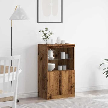 vidaXL LED Sideboard Bruin 60 x 37 x 100 cm Bewerkt hout, Minder dan 50 cm, Verzenden, 100 tot 150 cm, Nieuw