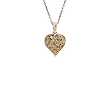 Gouden hart hanger met diamant 14 karaat, Sieraden, Tassen en Uiterlijk, Kettinghangers, Verzenden, Zo goed als nieuw, Goud
