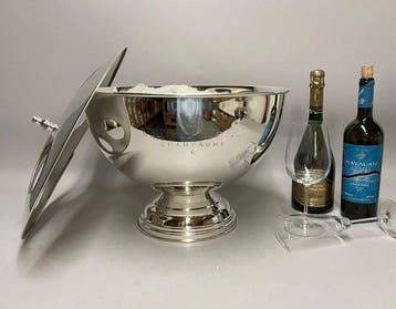Champagne koeler - Zilver verguld messing - voor vier tot