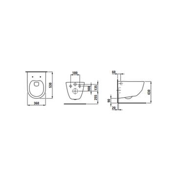 Wandcloset Laufen Pro 34x53x36 cm Rimless excl. Zitting Wit, Ophalen of Verzenden, Nieuw