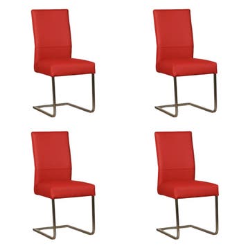 Set van 4 Leren eetkamerstoelen Remix - Toledo Ducati, Huis en Inrichting, Stoelen, Ophalen of Verzenden, Nieuw, Leer
